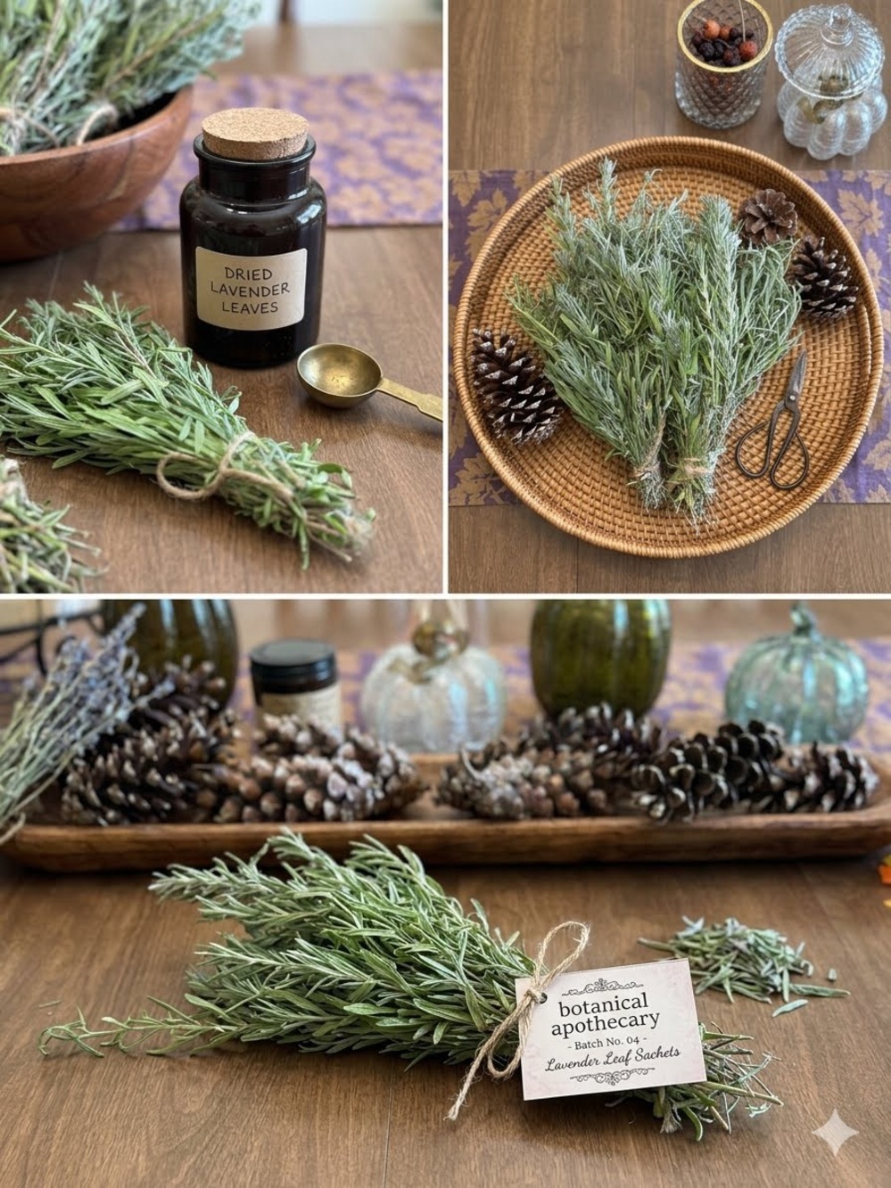 Hand-Tied Dried Lavender Bundles Natural Aromatherapy Bunches Orchid & Vine